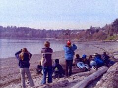 Participants bird watch and relax by the lake