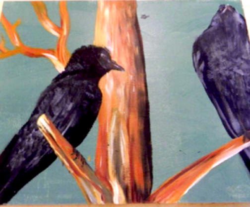 Painting of crows by an inmate