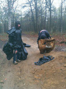 Participants performing restoration work