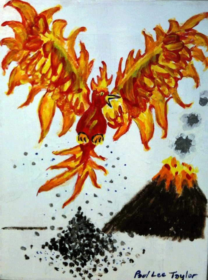 Phoenix drawing at Miriam's Kitchen party