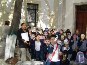 Students outside with masks